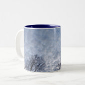 Koffie in de wolken tweekleurige koffiemok (Voorkant links)