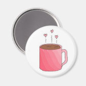 Koffie in een roze beker magneet (Voorkant / Achterkant)