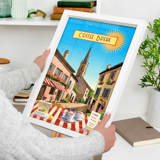 Koffie in Frankrijk Bewerkbare vakantie in  stijl Poster