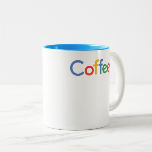 koffie in google font mok (Voorkant rechts)
