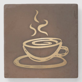 Koffie in mijn beker stenen onderzetter