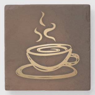 Koffie in mijn beker stenen onderzetter