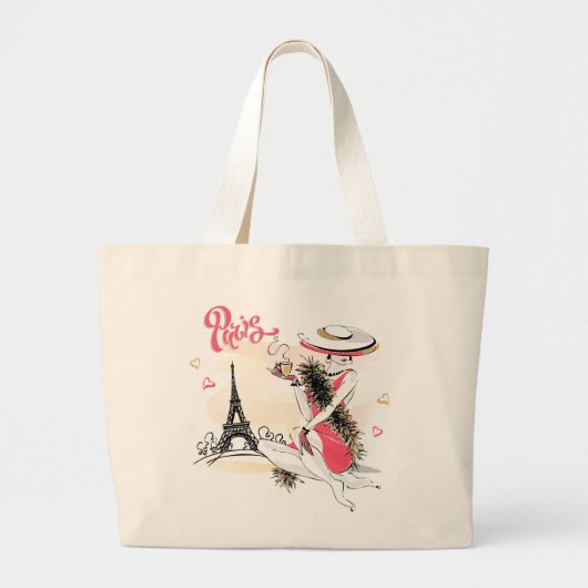 Koffie in Parijs | Reizen Grote Tote Bag (Voorkant)