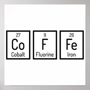 Koffie in periodieke tafel - het enige element dat poster