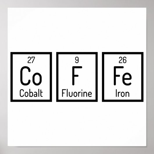 Koffie in periodieke tafel - het enige element dat poster (Voorkant)