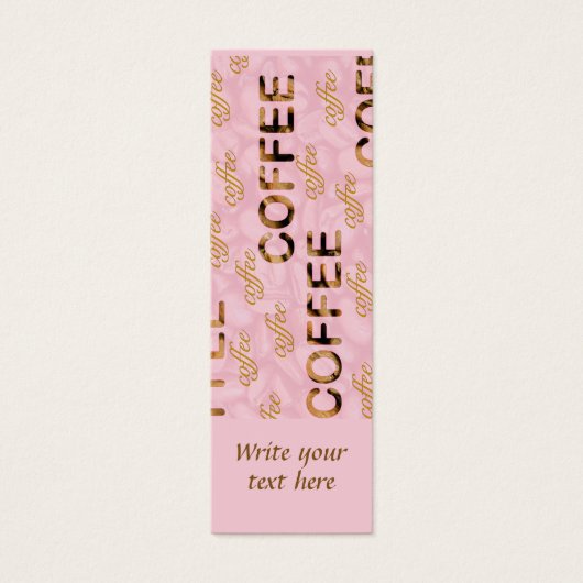Koffie in roze gepersonaliseerd Bladwijzer Mini Visitekaartjes (Voorkant)