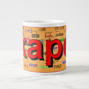 Koffie in Tagalog, rood. Kaart. Grote Koffiekop