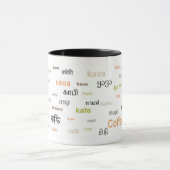 Koffie in verschillende talen (oranje) mok (Midden)