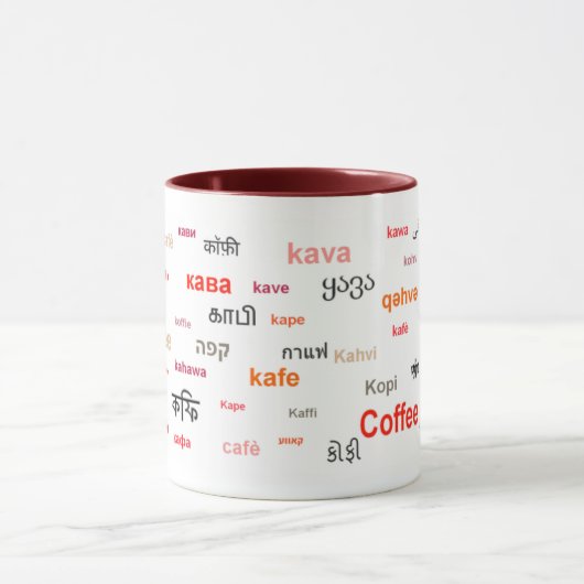 Koffie in verschillende talen (rood) mok (Midden)