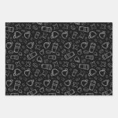 Koffie in zwart-wit met sterren voor uw ambacht inpakpapier vel (Voorkant 3)