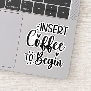 Koffie invoeren om elegante eenvoudige typografie sticker