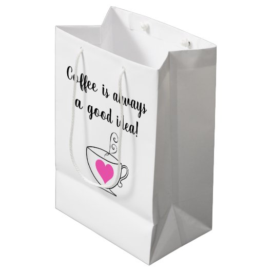 Koffie is altijd een goed idee! medium cadeauzakje (Voorkant Gekanteld)