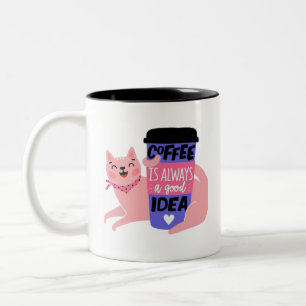 Koffie is altijd een goed idee tweekleurige koffiemok