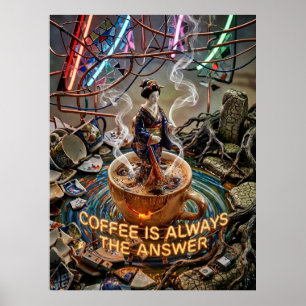 koffie is altijd het antwoord poster
