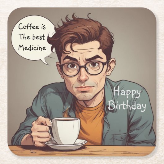 Koffie Is De Beste Medicijn Kartonnen Onderzetters (Voorkant)