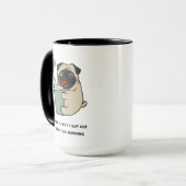 Koffie is de reden waarom ik uit bed ben mok (Voorkant links)