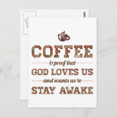 Koffie is een bewijs dat God van ons houdt Briefkaart (Voorkant / Achterkant)