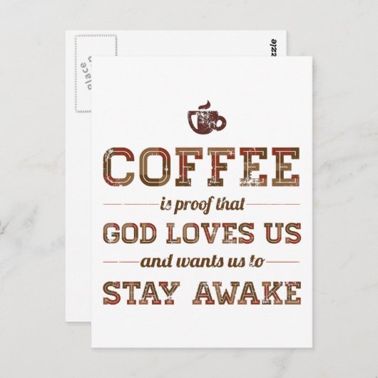 Koffie is een bewijs dat God van ons houdt Briefkaart (Voorkant / Achterkant)