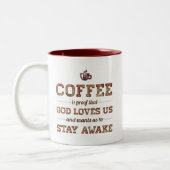 Koffie is een bewijs dat God van ons houdt Tweekleurige Koffiemok (Links)