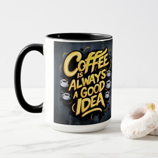 Koffie is een goede quote #4 mok (Met donut)