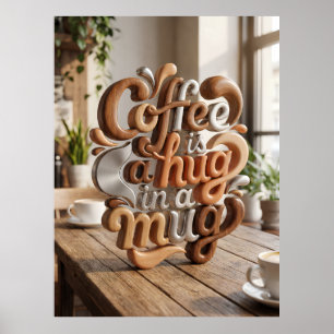 koffie is een knuffel in een mok poster