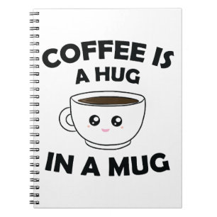 Koffie is een knuffel in een Mok Schattige Kawaii Notitieboek