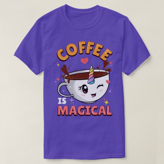 Koffie is een magische unicorn-cafeïne t-shirt (Design voorkant)