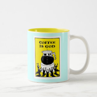 Koffie is God Tweekleurige Koffiemok