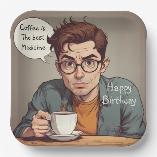 Koffie is het beste medicijn papieren bordje (Voorkant)