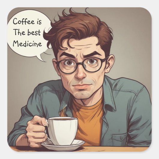 Koffie is het beste medicijn vierkante sticker (Voorkant)