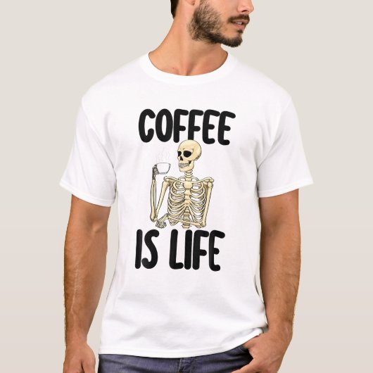 Koffie is het leven grappige vrouwen Koffie-liefde T-shirt (Voorkant)