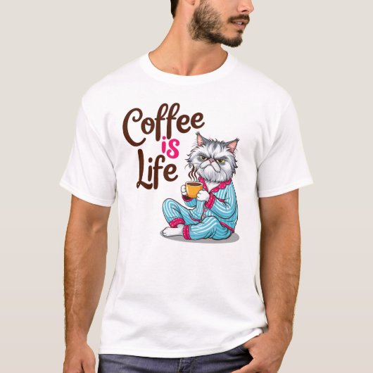 Koffie is het leven met Grumpy Cat Shirt (Voorkant)
