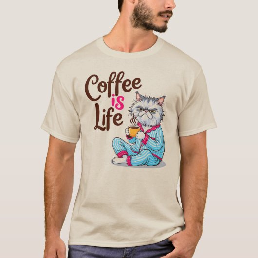 Koffie is het leven met Grumpy Cat Shirt (Voorkant)