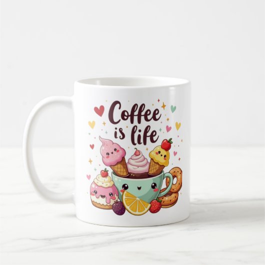 Koffie is het leven voor kinderen koffiemok (Links)