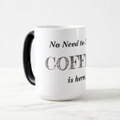 Koffie is hier (aanpasbaar, wisselkoffie) magische mok (Voorkant links)