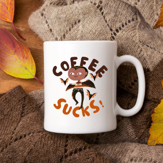 "Koffie is klote!" Grappige Vampire Halloween Mok