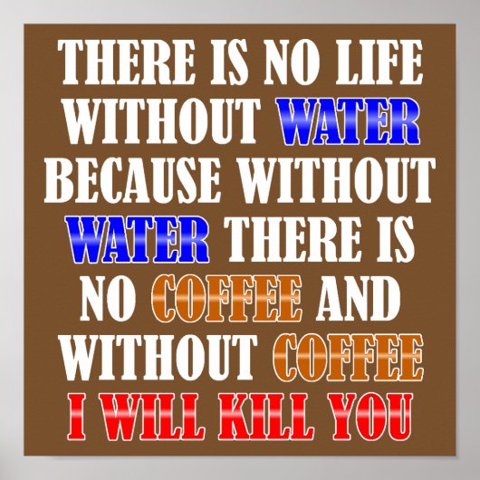 Koffie Is Leven Grappig Poster Bord (Voorkant)