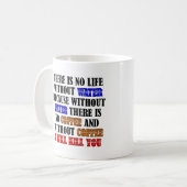 Koffie Is Leven Grappige Mok of Reisbeker (Voorkant links)