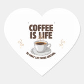 Koffie Is Leven Quote Design Hart Sticker (Voorkant)