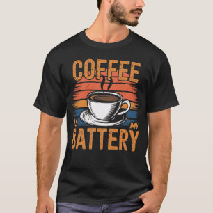 Koffie Is Mijn Batterij Vintage Retro Koffie T-shirt
