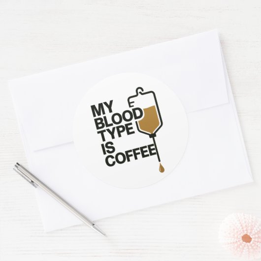 Koffie is mijn bloedgroep sticker (Envelop)