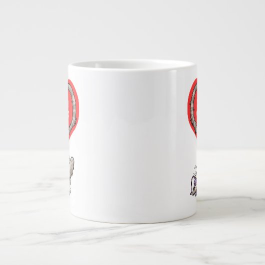 Koffie is mijn catnip Funny Obsessed Cat Cartoon Grote Koffiekop (Voorkant)