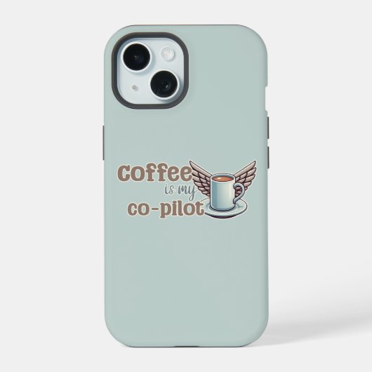 Koffie is mijn copiloot iPhone 15 case (Achterkant)