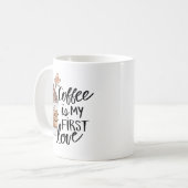 Koffie is mijn eerste liefde Schattige Funny Coffe Koffiemok (Voorkant links)