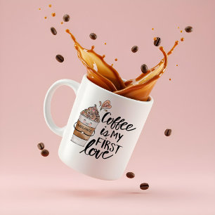 Koffie is mijn eerste liefde Schattige Funny Coffe Koffiemok
