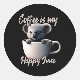 Koffie is mijn gelukkige sap Koala Ronde Sticker