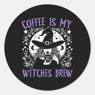 Koffie is mijn heksen brouwen retro Halloween heks Ronde Sticker
