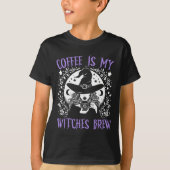 Koffie is mijn heksen brouwen retro Halloween heks T-shirt (Voorkant)
