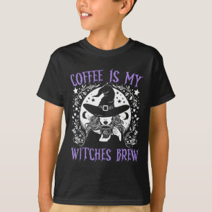 Koffie is mijn heksen brouwen retro Halloween heks T-shirt