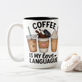Koffie Is Mijn Liefde Schattige Esthetische Dranke Tweekleurige Koffiemok
